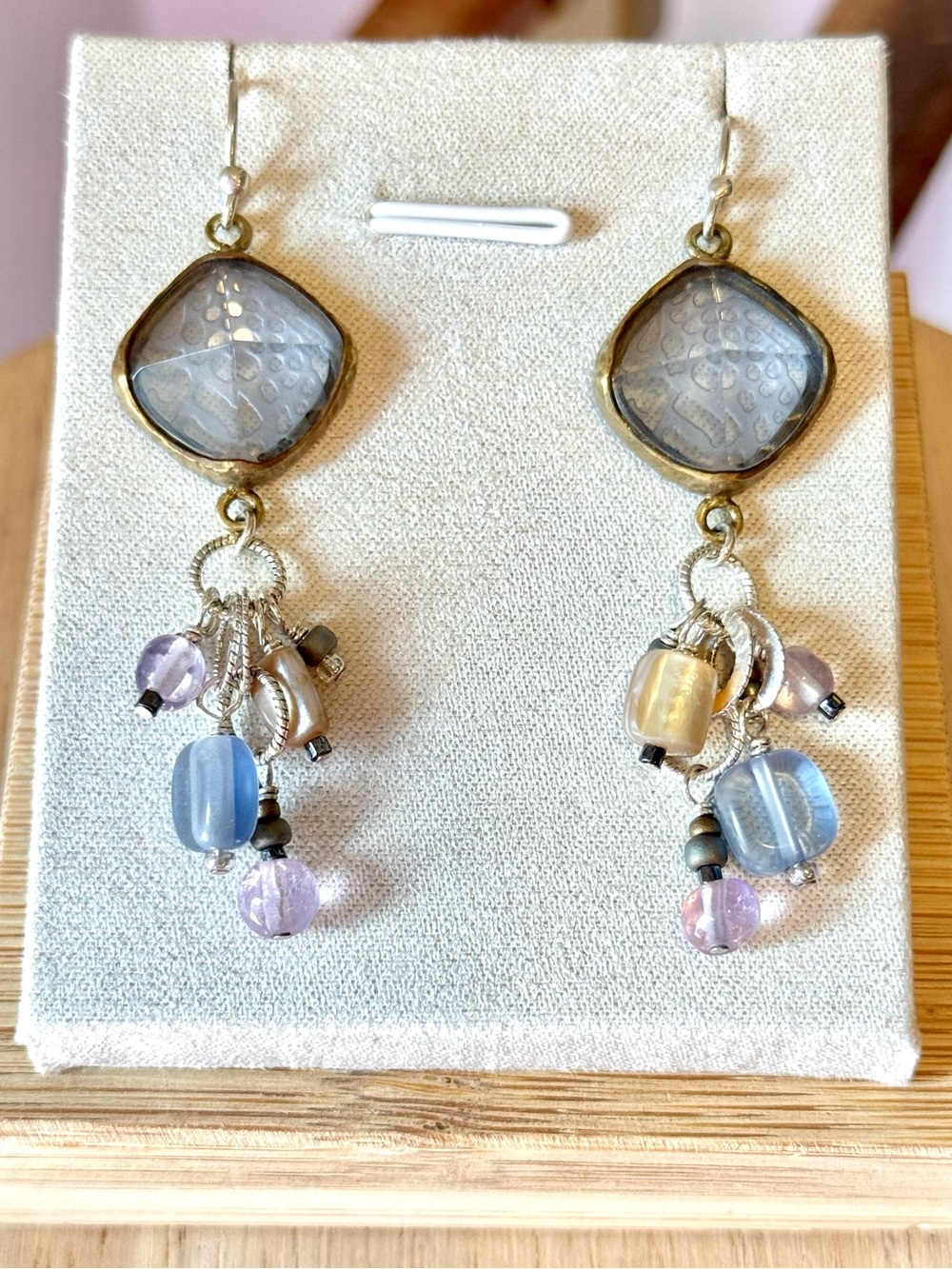 ✨ Silpada W2247 Frosted Glass & Mixed Bead Drop Earrings - EUC ✨